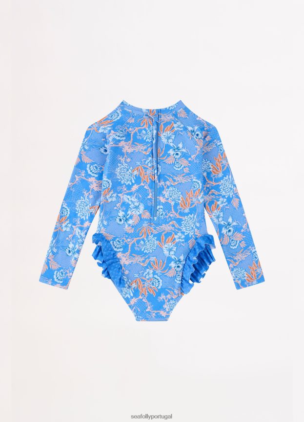 Macacão de quadril com babados para meninas fuji crianças azul Seafolly trajes de banho 4H088V789