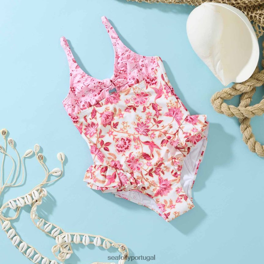 Silk Road Meninas Gravata Frontal One Piece crianças especiaria Seafolly trajes de banho 4H088V792