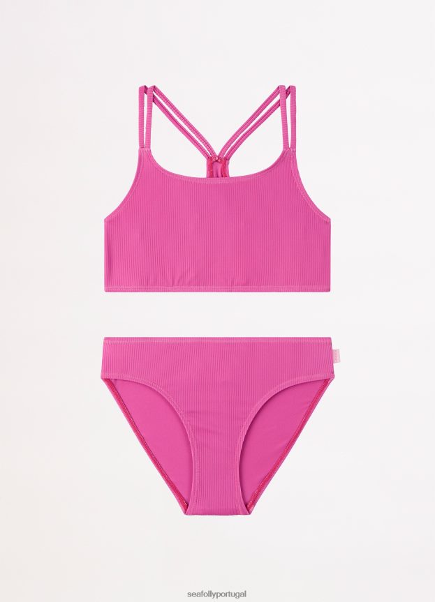 biquíni essencial para meninas com várias alças crianças rosa Seafolly trajes de banho 4H088V796