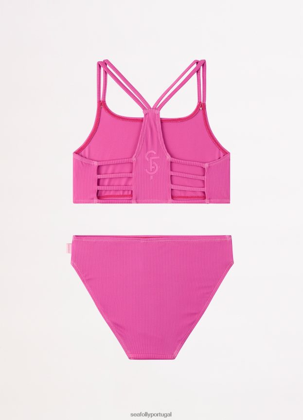 biquíni essencial para meninas com várias alças crianças rosa Seafolly trajes de banho 4H088V796