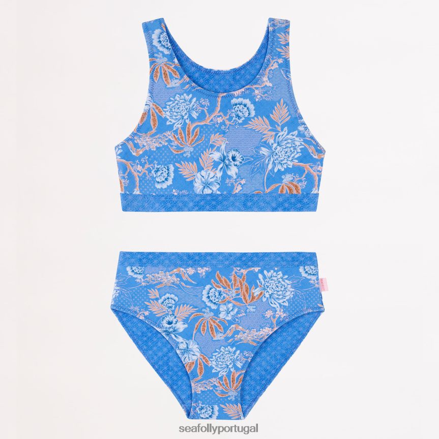 biquíni reversível fuji girlsstarlight crianças azul Seafolly trajes de banho 4H088V788