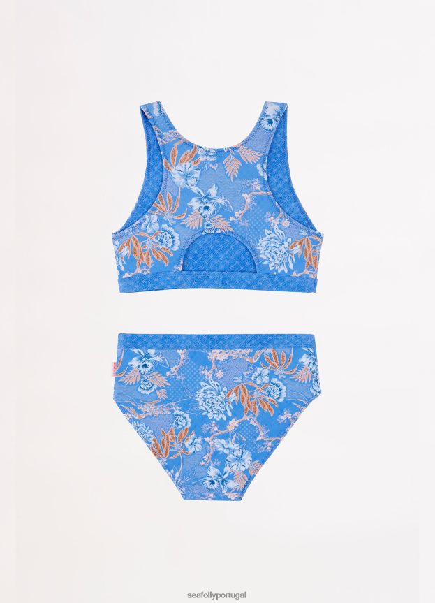 biquíni reversível fuji girlsstarlight crianças azul Seafolly trajes de banho 4H088V788