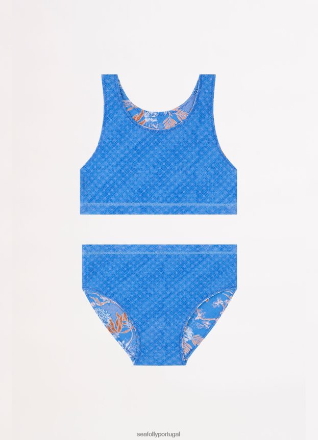 biquíni reversível fuji girlsstarlight crianças azul Seafolly trajes de banho 4H088V788