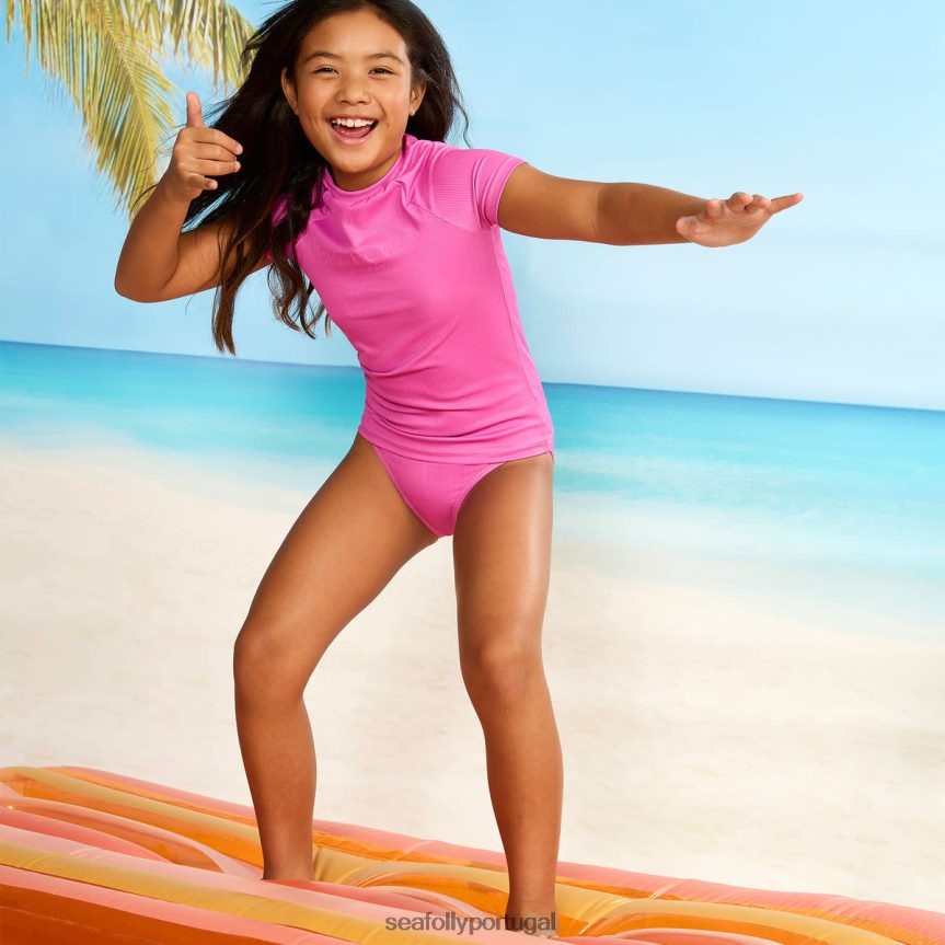 colete essencial para meninas s/s rash crianças rosa Seafolly trajes de banho 4H088V800