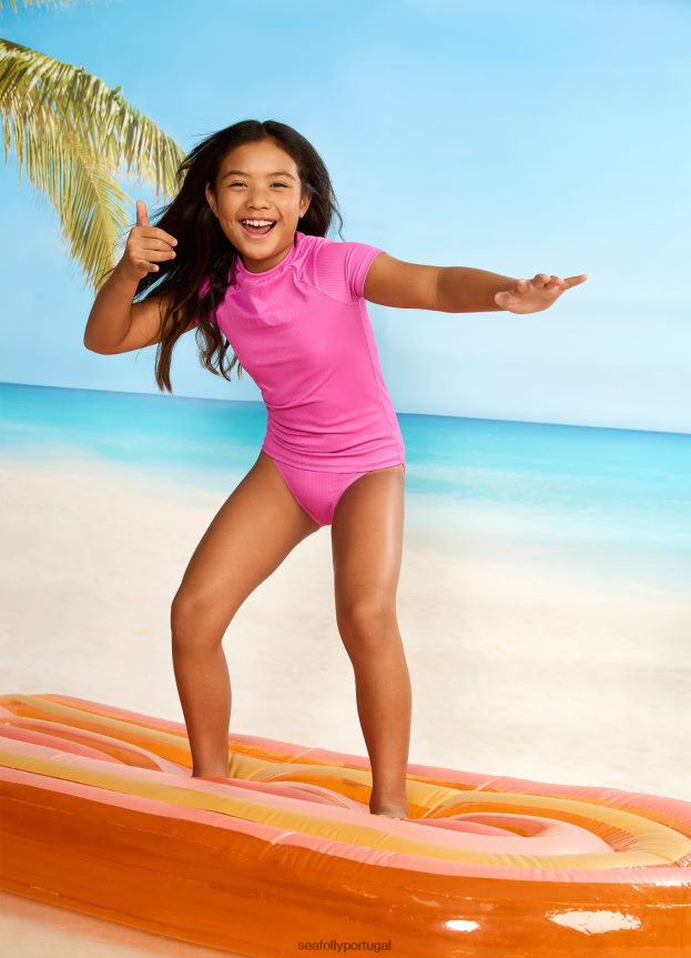 colete essencial para meninas s/s rash crianças rosa Seafolly trajes de banho 4H088V800
