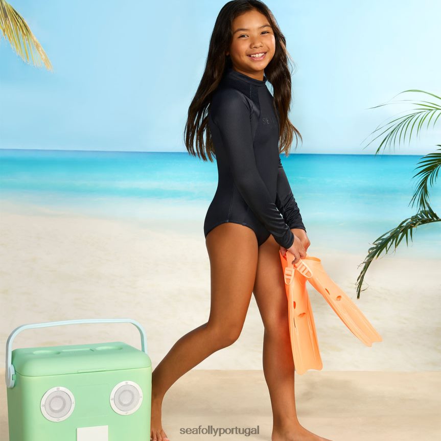 paddlesuit com painéis essenciais para meninas crianças preto Seafolly trajes de banho 4H088V798