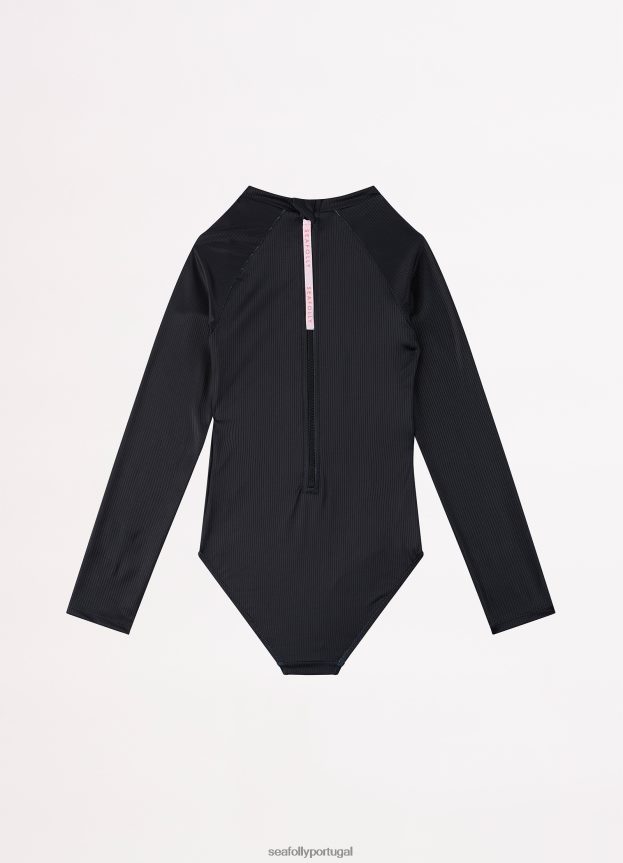 paddlesuit com painéis essenciais para meninas crianças preto Seafolly trajes de banho 4H088V798