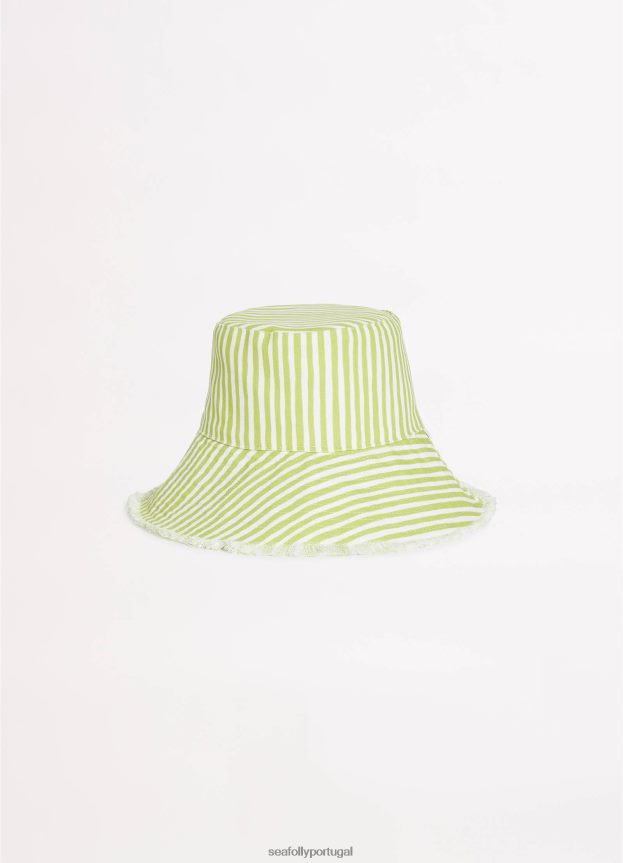 chapéu bucket listrado mulheres azeitona macia Seafolly acessórios 4H088V786