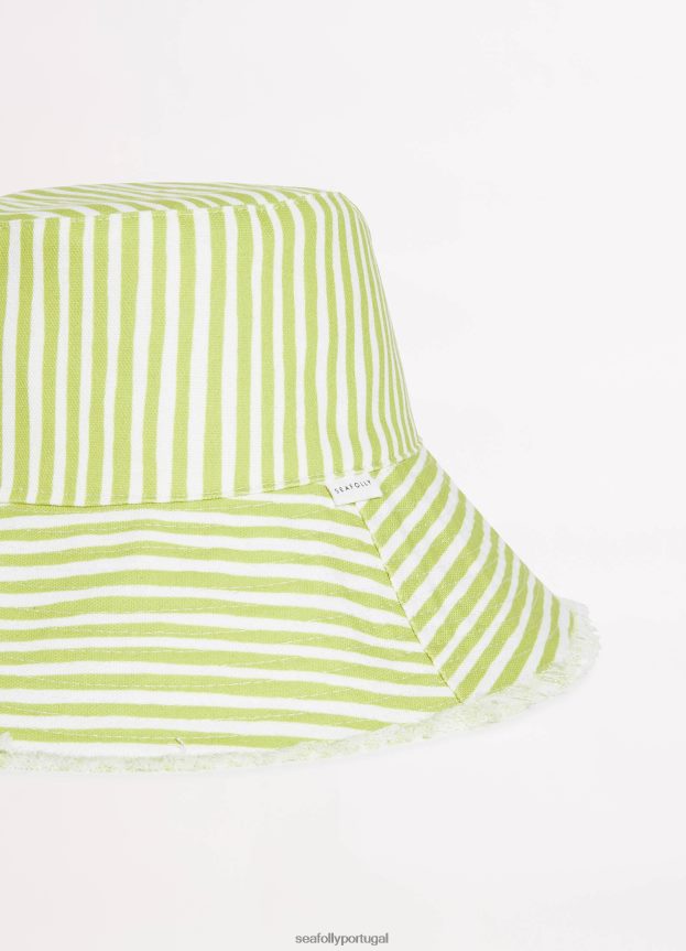 chapéu bucket listrado mulheres azeitona macia Seafolly acessórios 4H088V786