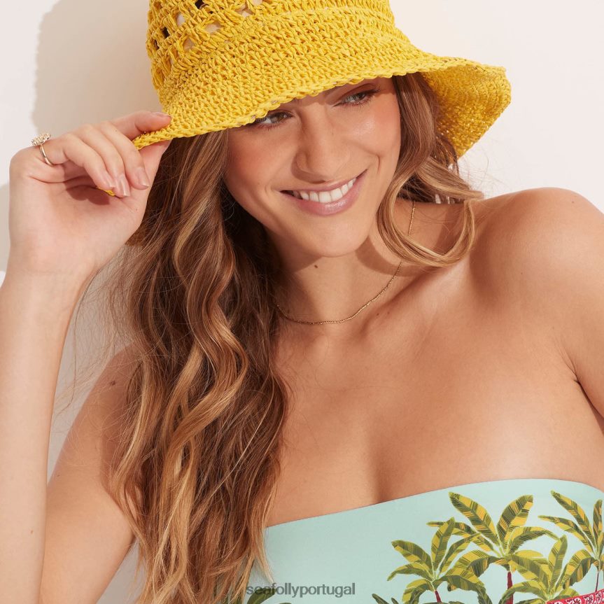 chapéu tecido casa mulheres girassol Seafolly acessórios 4H088V787
