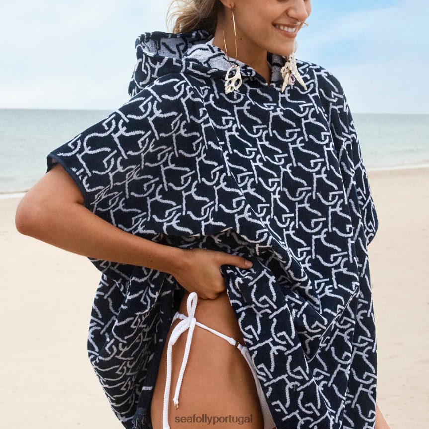 poncho de toalha com monograma sf mulheres verdadeira marinha Seafolly acessórios 4H088V774