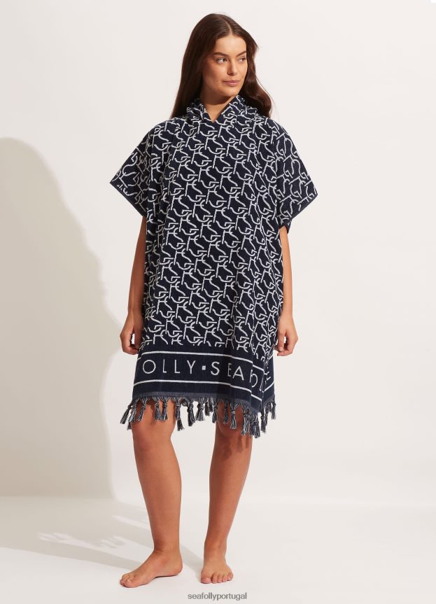poncho de toalha com monograma sf mulheres verdadeira marinha Seafolly acessórios 4H088V774