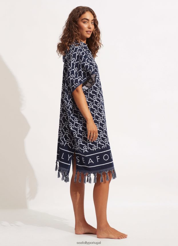 poncho de toalha com monograma sf mulheres verdadeira marinha Seafolly acessórios 4H088V774