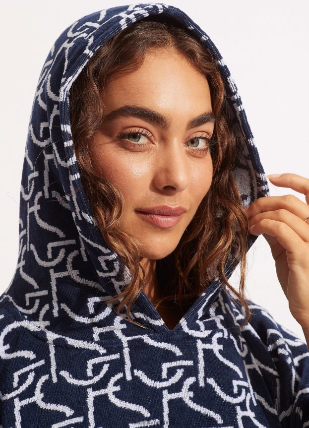 poncho de toalha com monograma sf mulheres verdadeira marinha Seafolly acessórios 4H088V774
