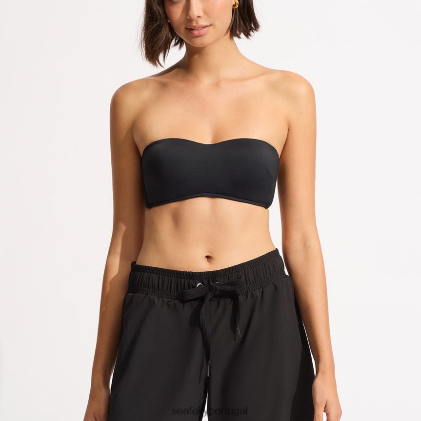 boardshort coletivo de comprimento médio mulheres preto Seafolly roupas 4H088V636