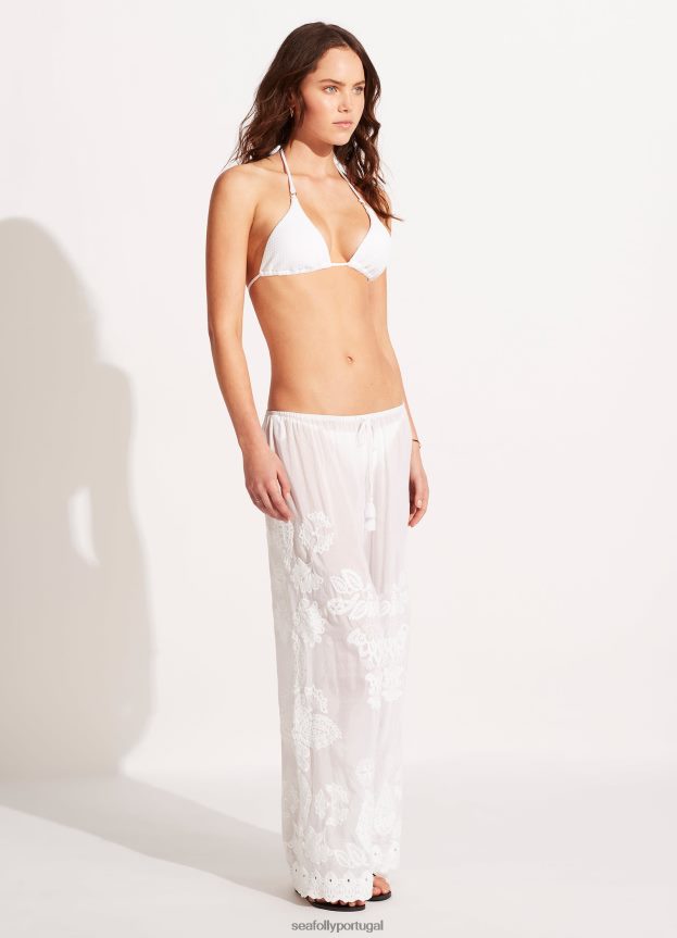 calça bordada mulheres branco Seafolly roupas 4H088V752