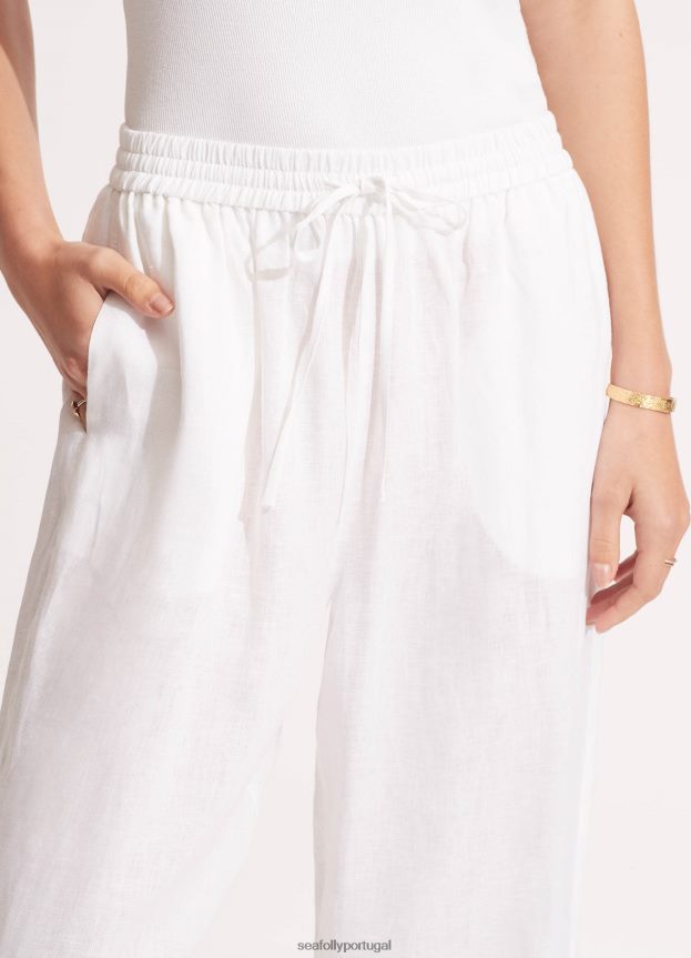 calça de linho mulheres branco Seafolly roupas 4H088V753