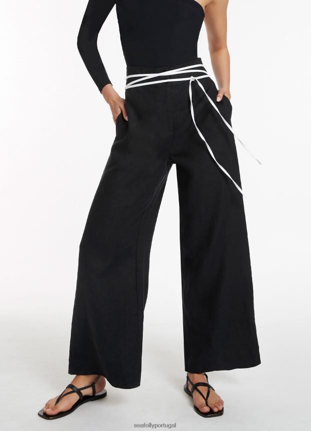 calça jetset perna larga mulheres preto Seafolly roupas 4H088V758
