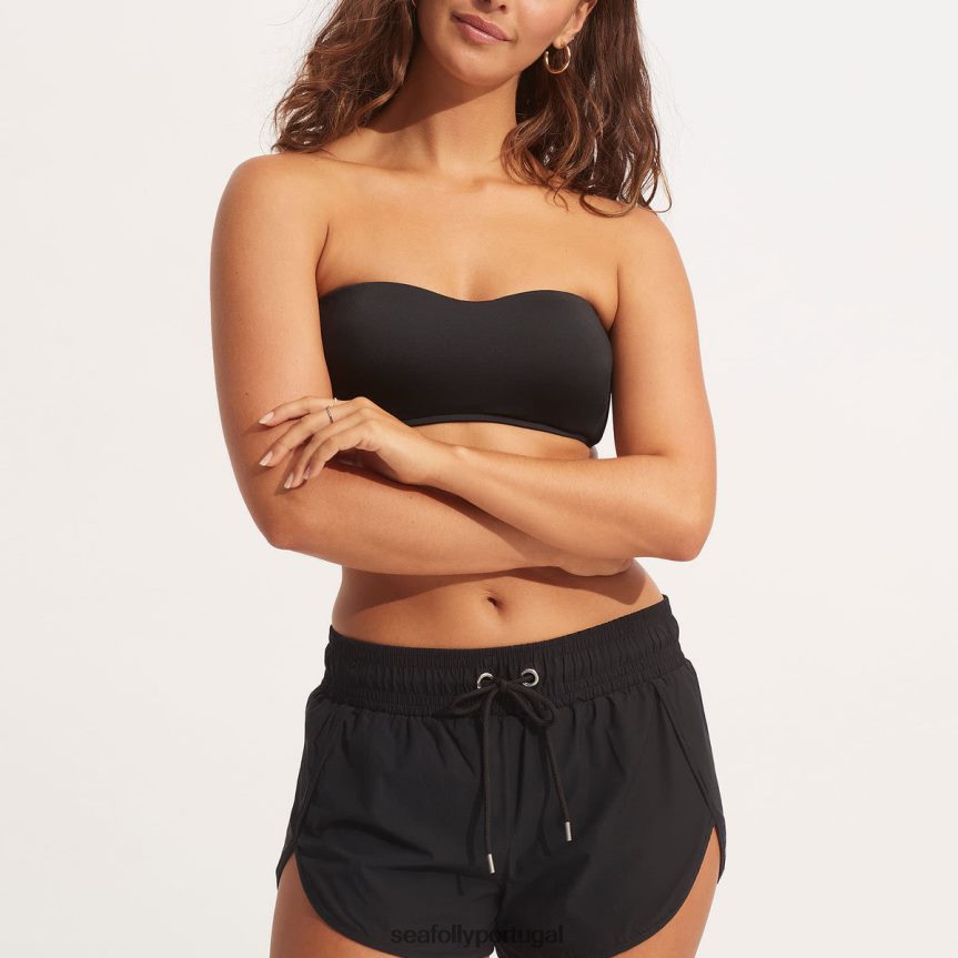 calção ativo coletivo mulheres preto Seafolly roupas 4H088V634