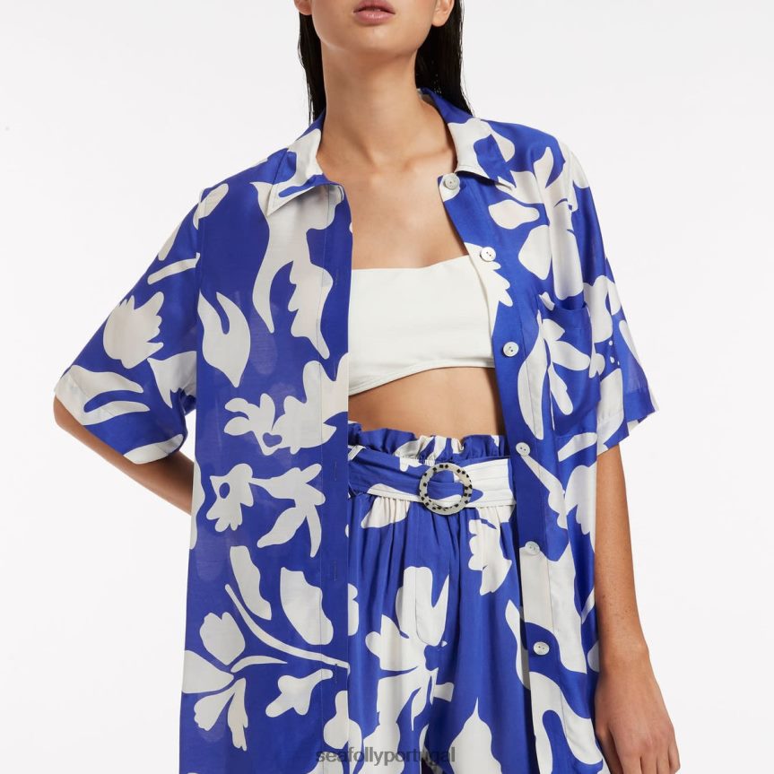 camisa manga curta emporio mulheres safira Seafolly roupas 4H088V745