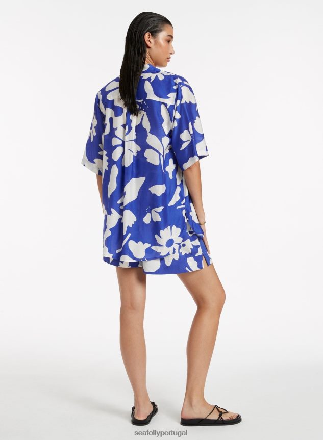 camisa manga curta emporio mulheres safira Seafolly roupas 4H088V745