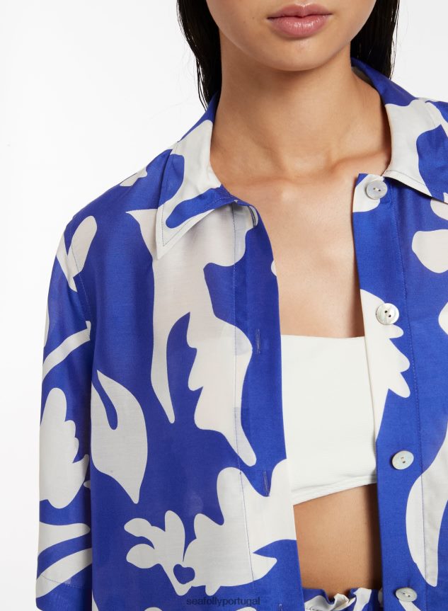 camisa manga curta emporio mulheres safira Seafolly roupas 4H088V745