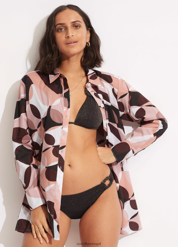 camisa à beira da piscina mulheres sépia Seafolly roupas 4H088V746