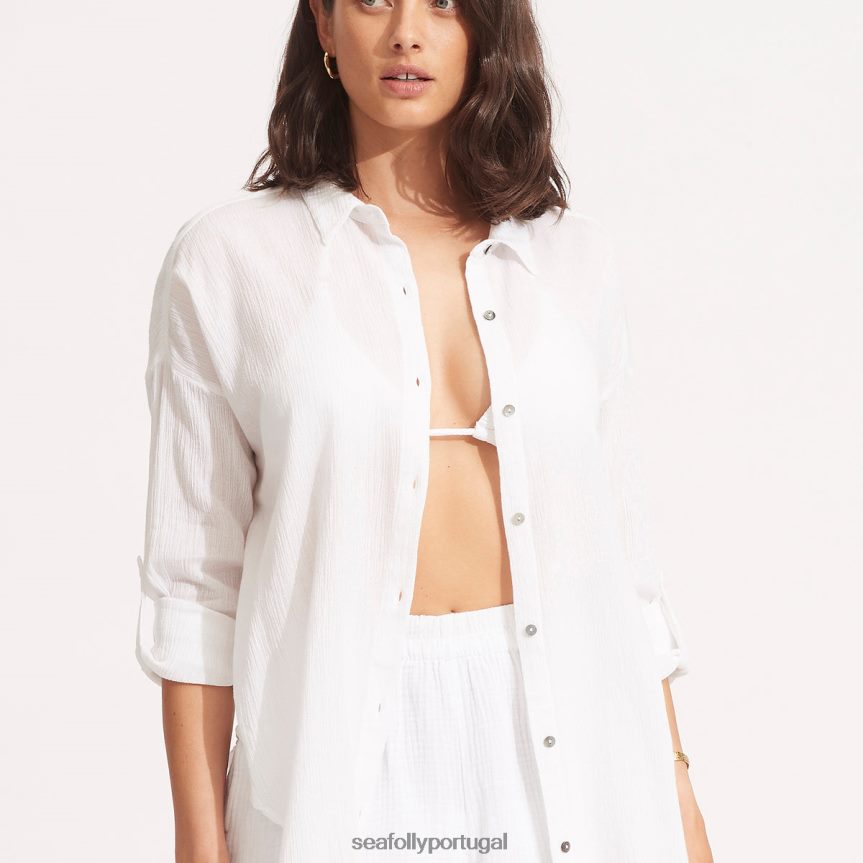 camisa de praia clássica mulheres branco Seafolly roupas 4H088V732