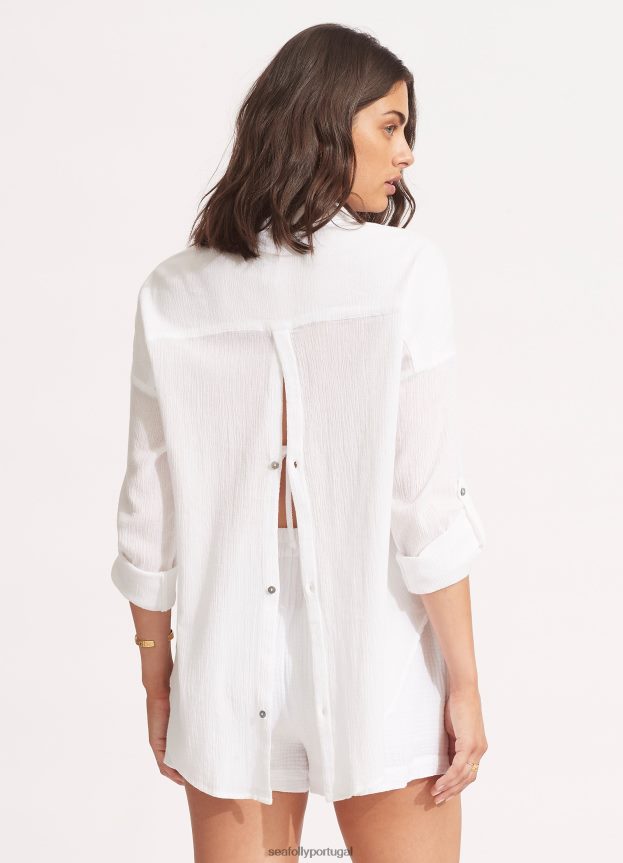 camisa de praia clássica mulheres branco Seafolly roupas 4H088V732