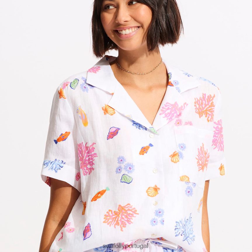 camisa de praia sob o mar mulheres branco Seafolly roupas 4H088V734