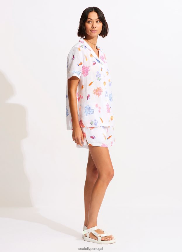 camisa de praia sob o mar mulheres branco Seafolly roupas 4H088V734