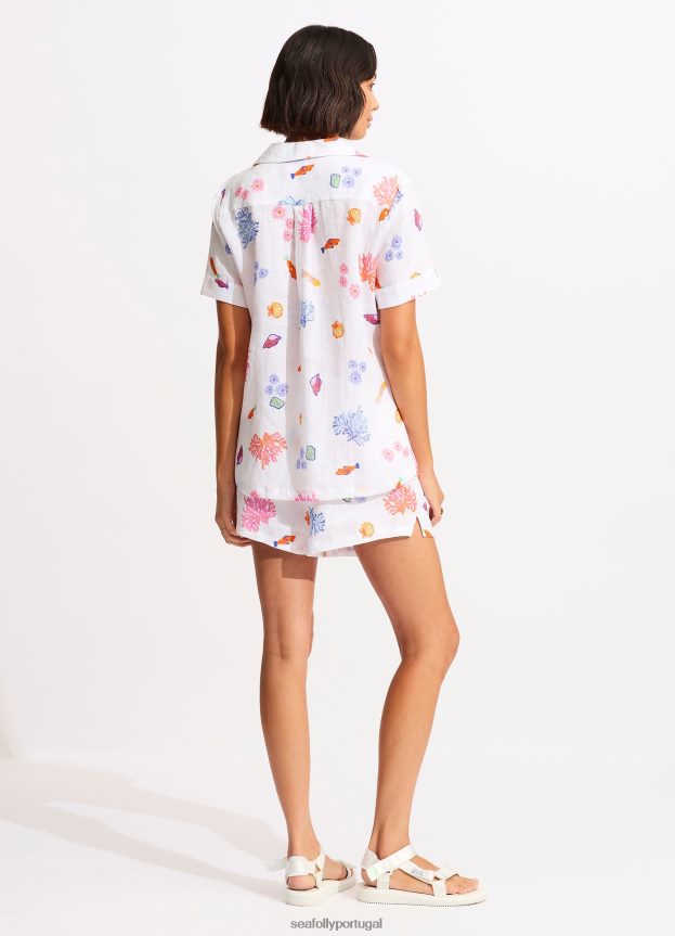 camisa de praia sob o mar mulheres branco Seafolly roupas 4H088V734