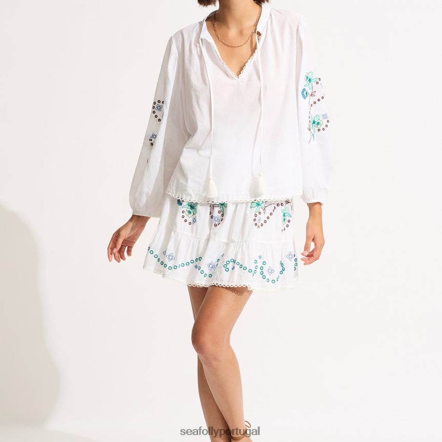 top bordado éden mulheres branco Seafolly roupas 4H088V737