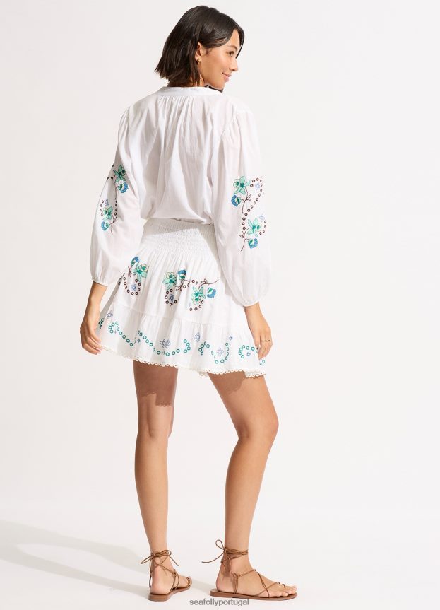 top bordado éden mulheres branco Seafolly roupas 4H088V737