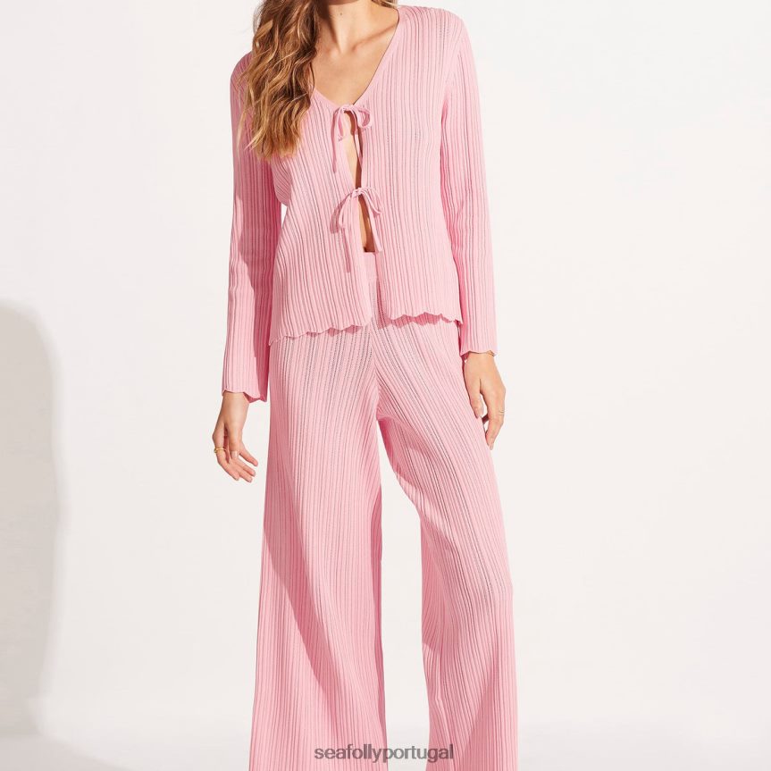 top de malha com gravata de crochê mulheres parfait rosa Seafolly roupas 4H088V648