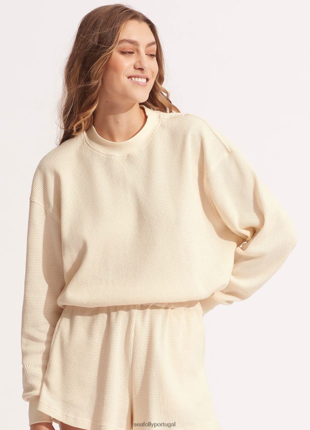 blusa de moletom waffle mulheres natural Seafolly roupas 4H088V662