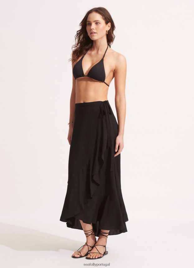 a saia envolvente mulheres preto Seafolly roupas 4H088V724