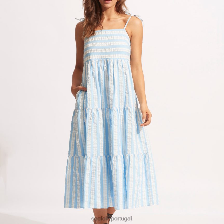 cabana tier maxi mulheres Pó azul Seafolly roupas 4H088V686