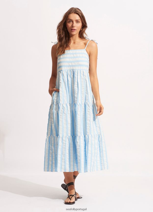 cabana tier maxi mulheres Pó azul Seafolly roupas 4H088V686