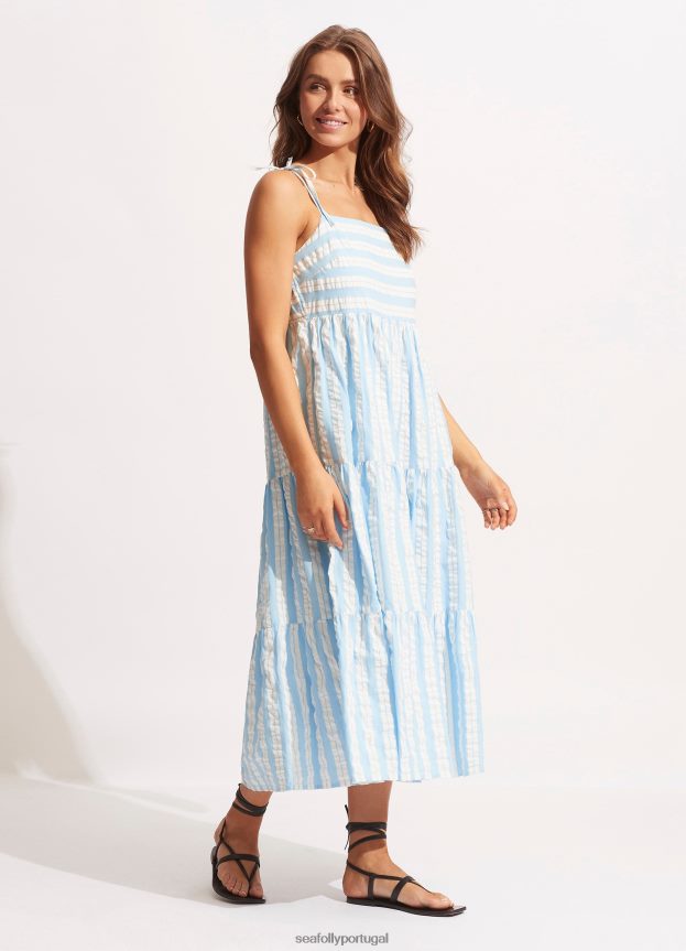 cabana tier maxi mulheres Pó azul Seafolly roupas 4H088V686