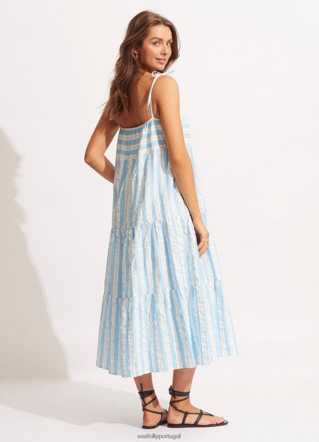 cabana tier maxi mulheres Pó azul Seafolly roupas 4H088V686