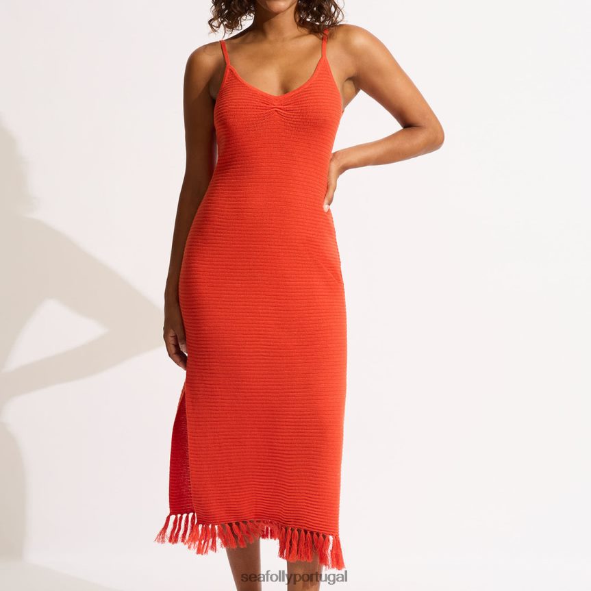 cobertura de malha maxi mulheres tamarilho Seafolly roupas 4H088V657