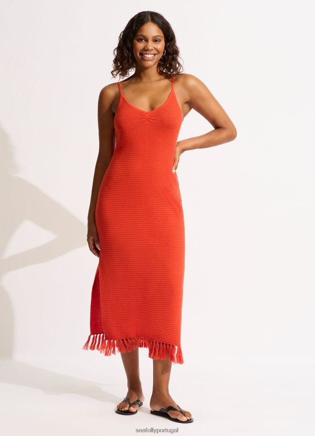 cobertura de malha maxi mulheres tamarilho Seafolly roupas 4H088V657