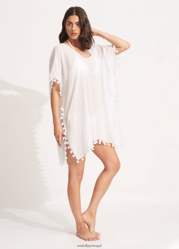 kaftan de amnésia mulheres branco Seafolly roupas 4H088V707