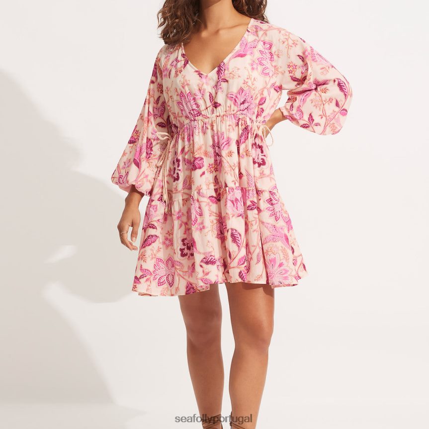 mini vestido de seda road mulheres parfait rosa Seafolly roupas 4H088V680