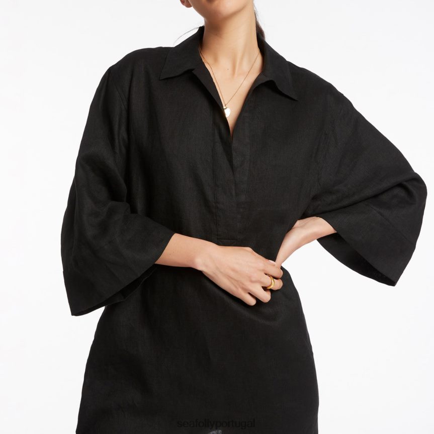 pulôver jetset kaftan mulheres preto Seafolly roupas 4H088V705