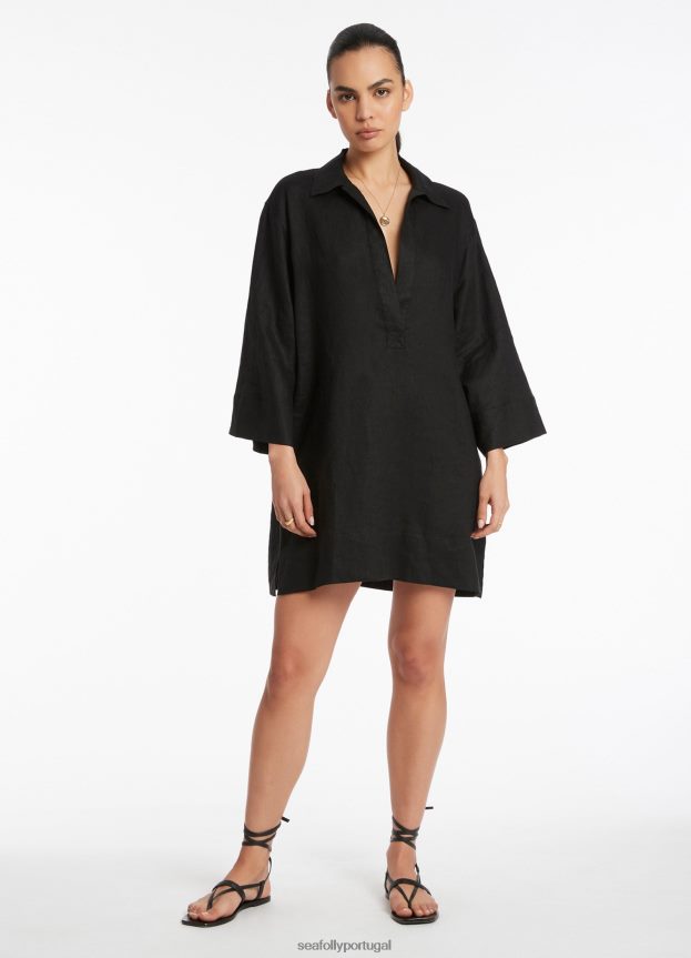 pulôver jetset kaftan mulheres preto Seafolly roupas 4H088V705