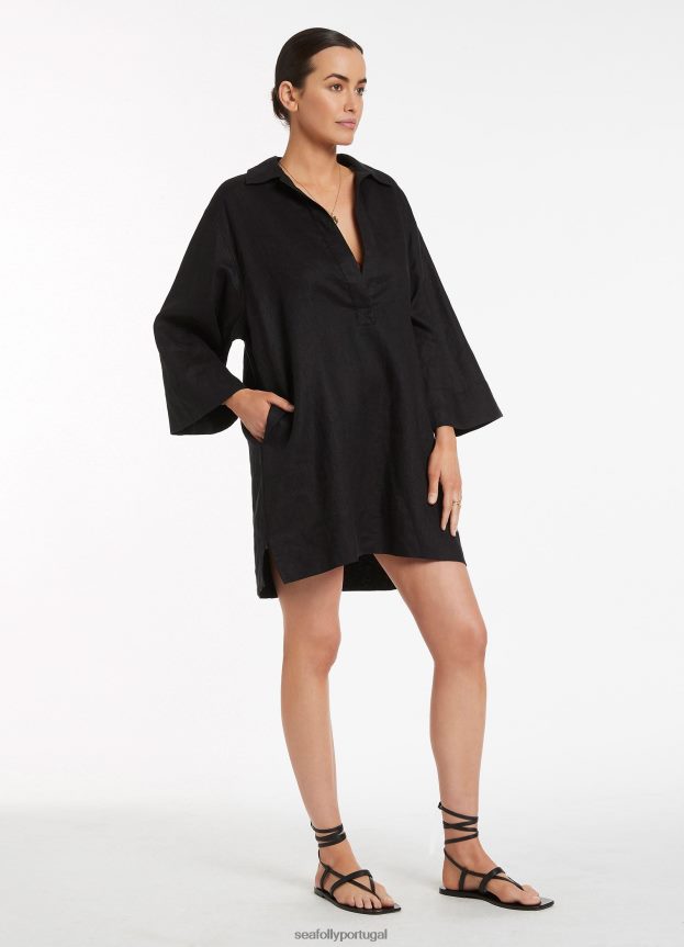 pulôver jetset kaftan mulheres preto Seafolly roupas 4H088V705