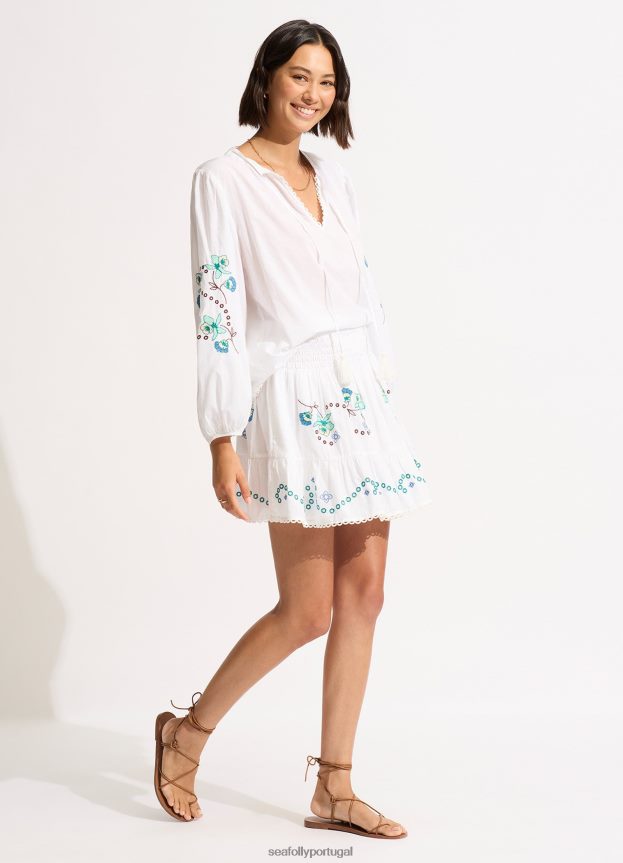 saia bordada éden mulheres branco Seafolly roupas 4H088V722