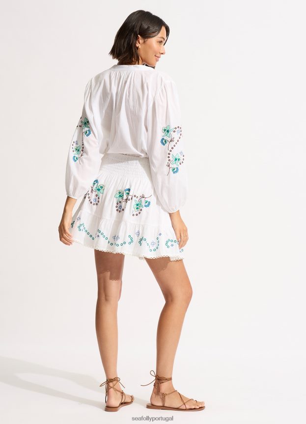 saia bordada éden mulheres branco Seafolly roupas 4H088V722